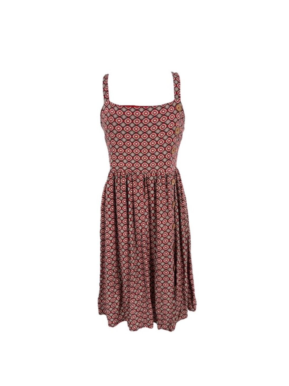Superfoxx Geometric Print Sleeveless Sun Dress Cross Back Red White Size Large